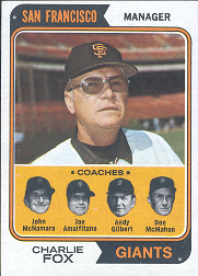 1974 Topps Baseball Cards      078      Charlie Fox MG